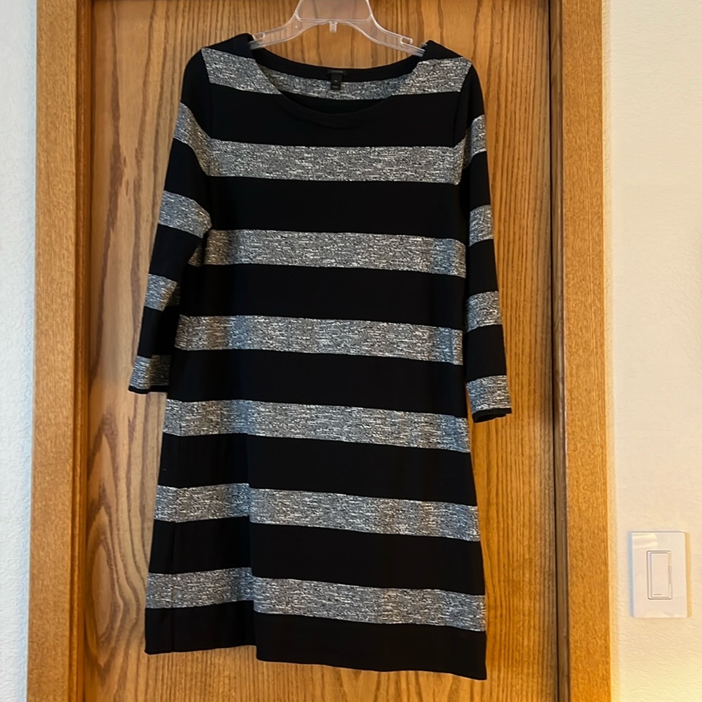 JCrew Black stripe dress Sz M